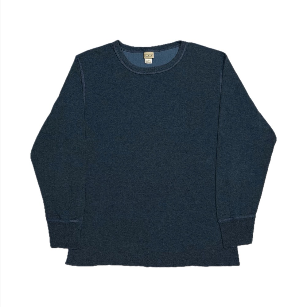 LL Bean wool blend navy double layer river driver crewneck shirt mens large